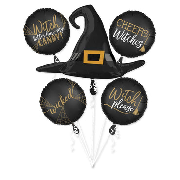 Witch Silhouette Balloon Bouquet 5pcs Balloons & Streamers - Party Centre