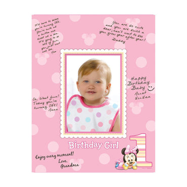 Minnie Mouse 1st Birthday Autograph Matte Favours - Party Centre