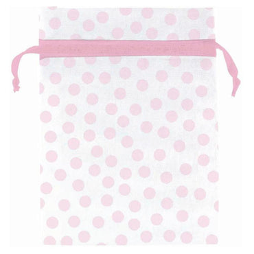 Pink Dots Organza Bags 12pcs Party Favors - Party Centre