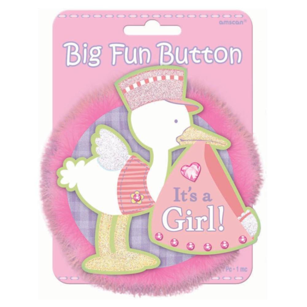 It's A Girl Big Fun Button Party Accessories - Party Centre