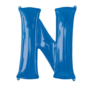 Blue Letter N Mini Shape Foil Balloon 40cm Balloons & Streamers - Party Centre