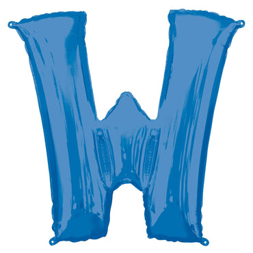Blue Letter W Mini Shape Foil Balloon 40cm Balloons & Streamers - Party Centre