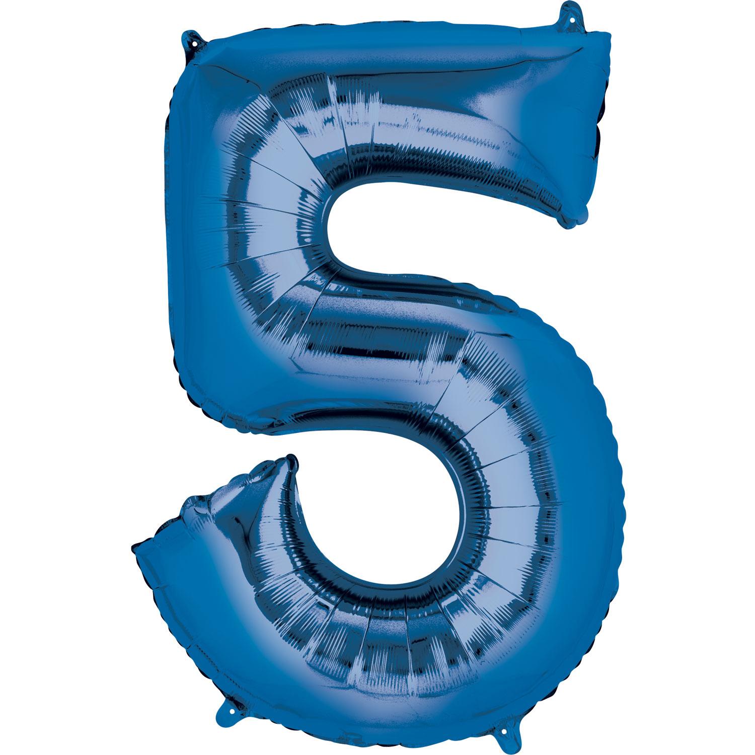Blue Number 5 Mini Shape Foil Balloon 22x33cm Balloons & Streamers - Party Centre