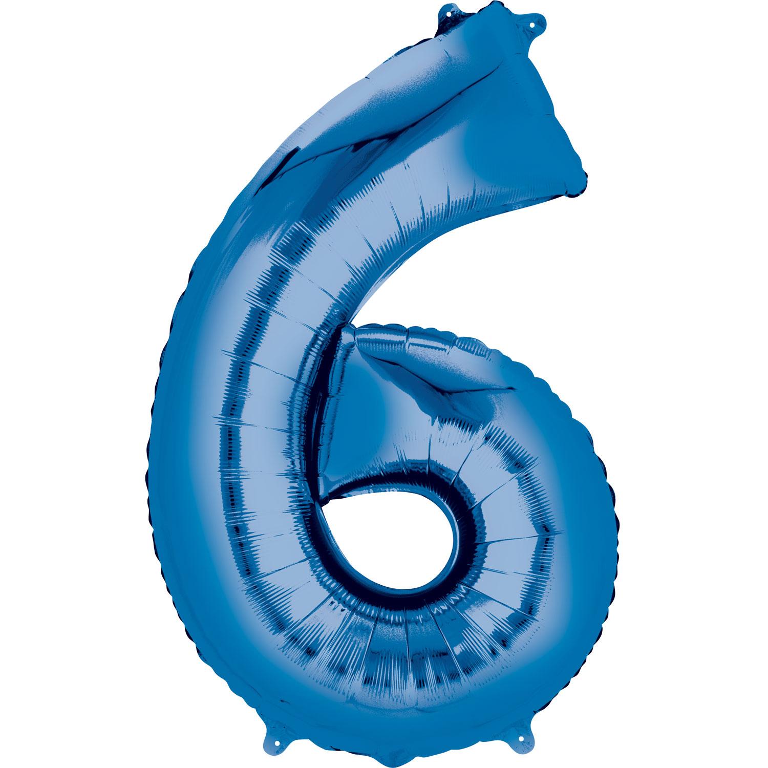 Blue Number 6 Mini Shape Foil Balloon 22x35cm Balloons & Streamers - Party Centre