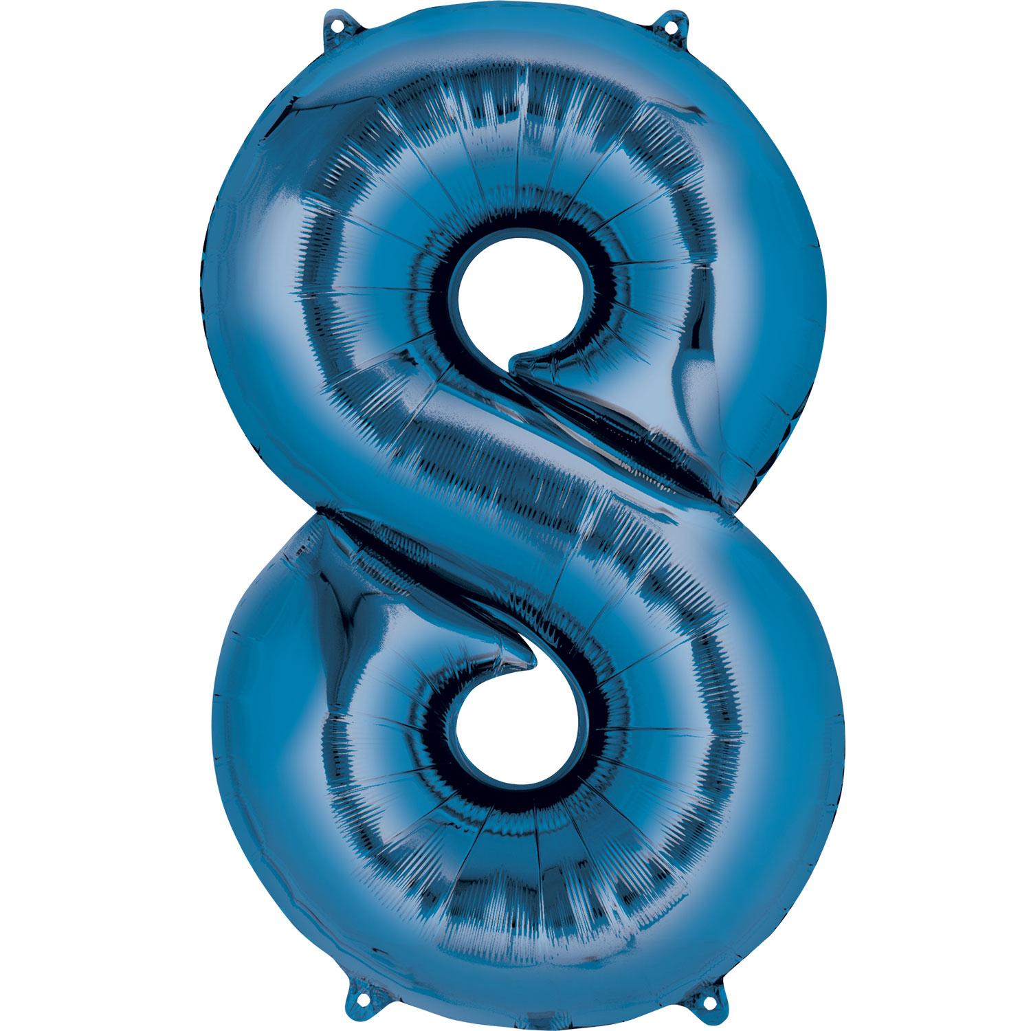 Blue Number 8 Mini Shape Foil Balloon 20x35cm Balloons & Streamers - Party Centre