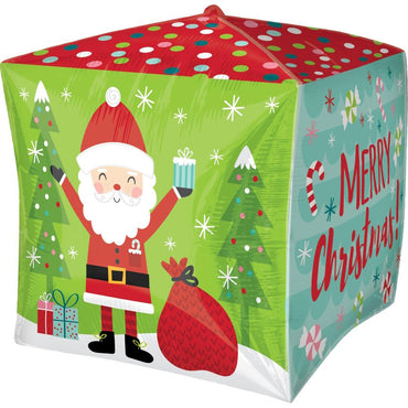 Happy Santa Cubez UltraShape Foil Balloon 38cm Balloons & Streamers - Party Centre