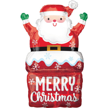 Santa In Chimney SuperShape Foil Balloon 50x76cm Balloons & Streamers - Party Centre