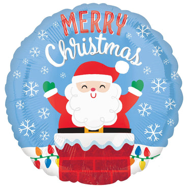 Santa in Chimney Foil Balloon 45cm Balloons & Streamers - Party Centre