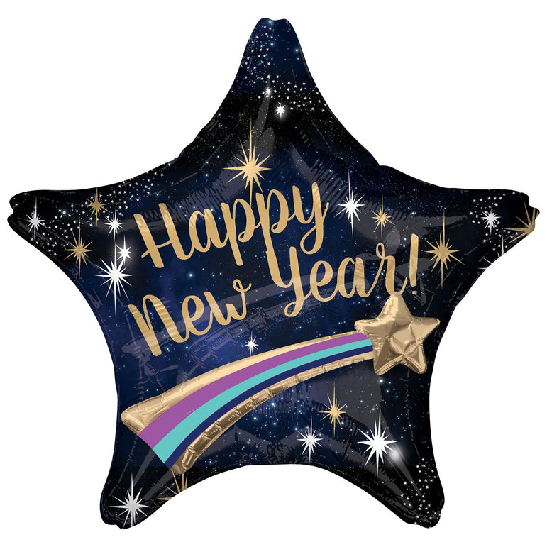 Happy New Year Shooting Star Multi-Balloon 71cm Balloons & Streamers - Party Centre