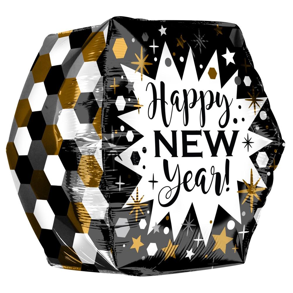 Geometric New Year Anglez UltraShape Foil Balloon 40cm Balloons & Streamers - Party Centre
