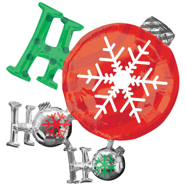 Ho Ho Ho Ornament SuperShape Foil Balloon 88x71cm Balloons & Streamers - Party Centre