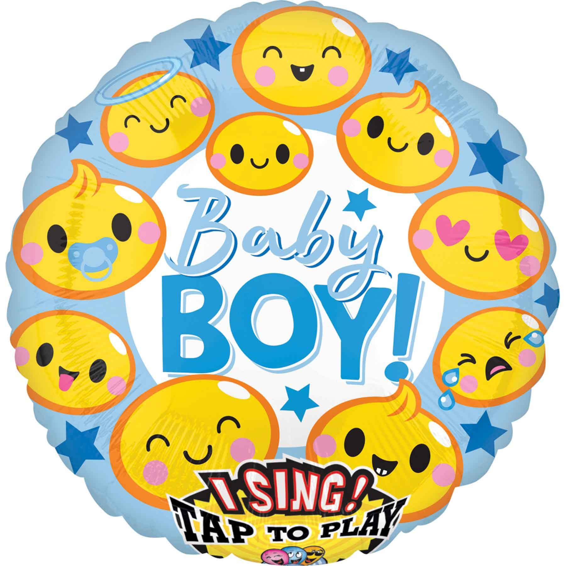 Emoticon Baby Boy Sing-A-Tune Jumbo Balloon 71cm Balloons & Streamers - Party Centre