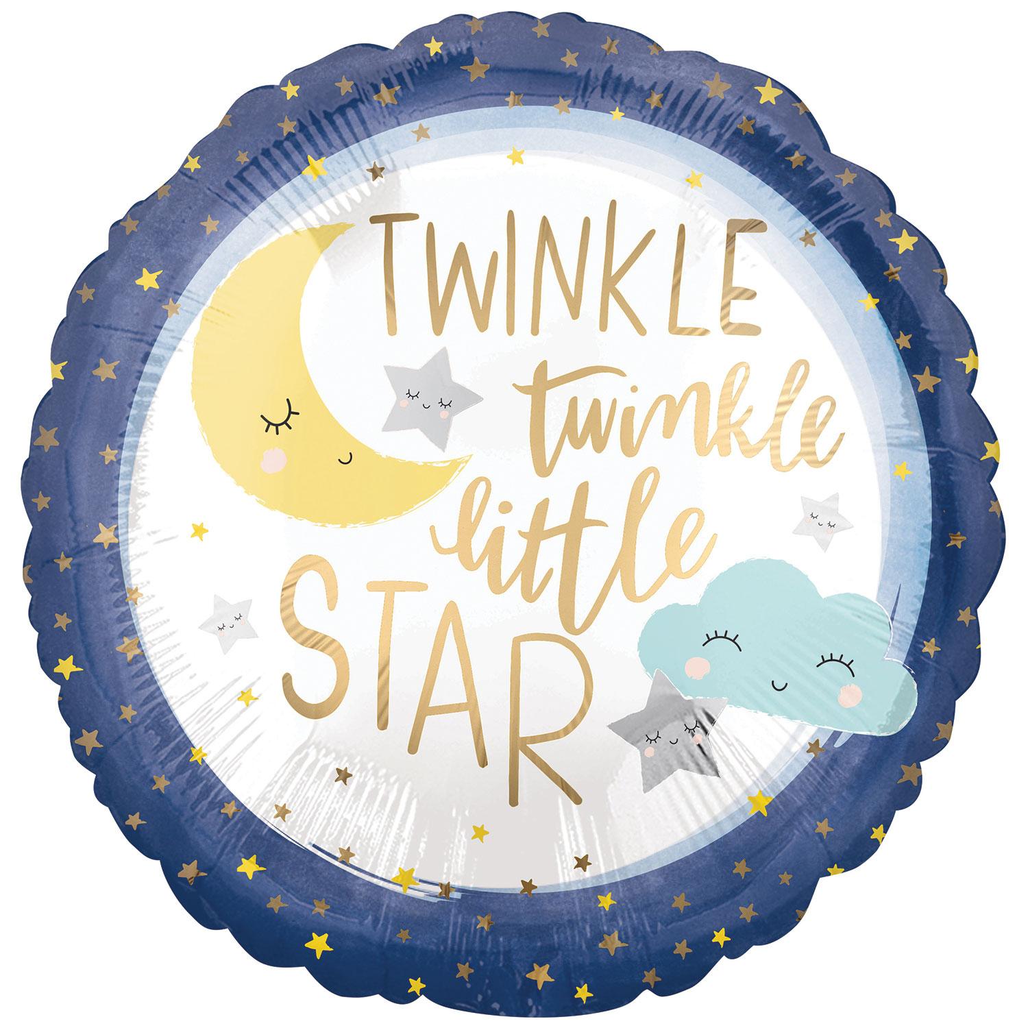Twinkle Little Star Satin Foil Balloon 45cm Balloons & Streamers - Party Centre