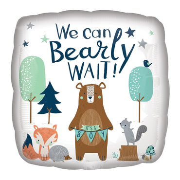 We Can Bearly Wait Foil Balloon 45cm Balloons & Streamers - Party Centre