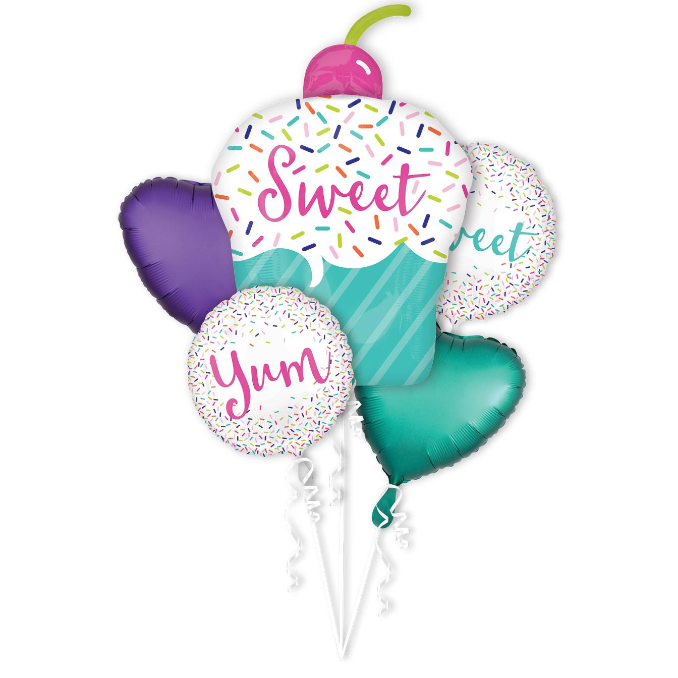 Sweet & Treats Balloon Bouquet 5pcs Balloons & Streamers - Party Centre
