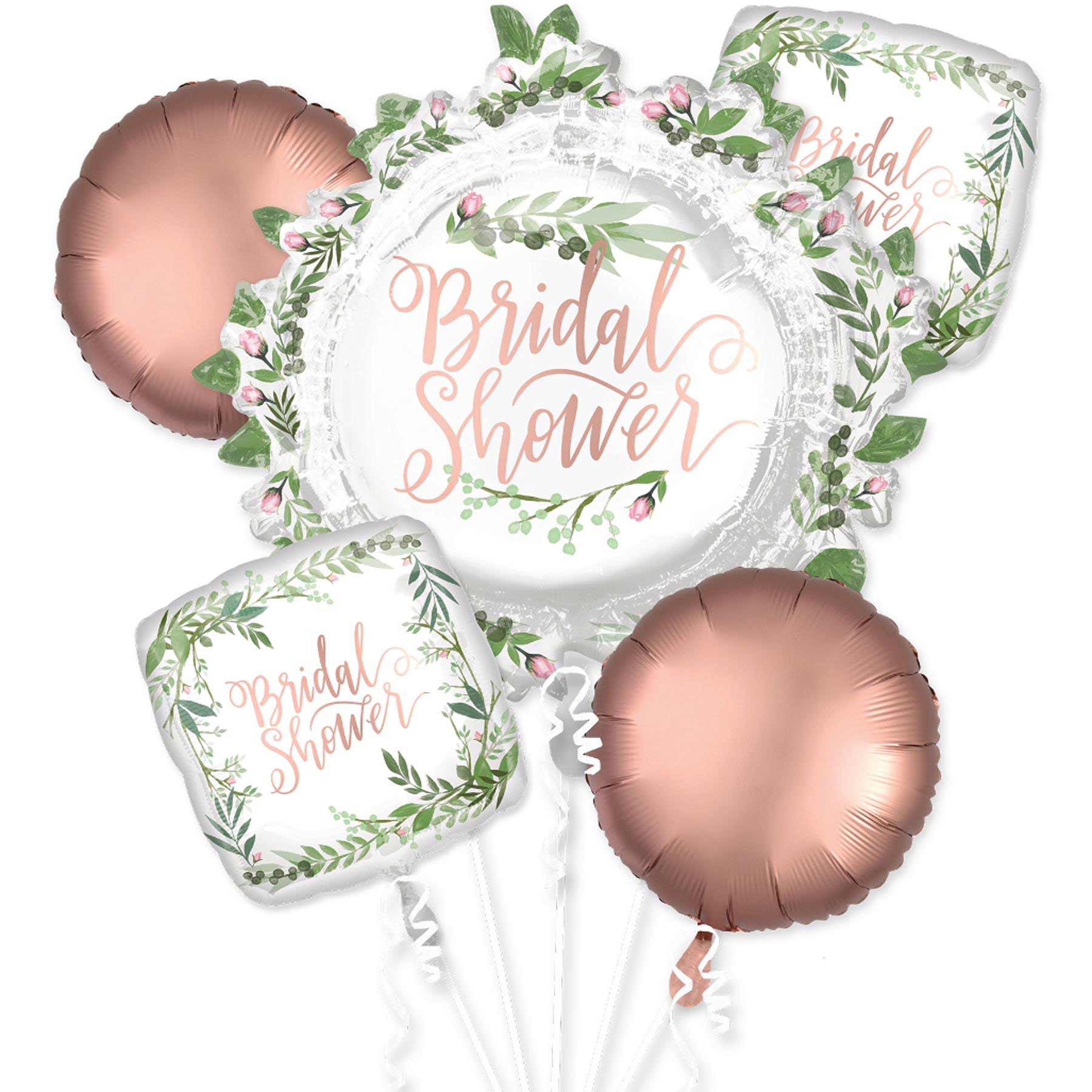 Love & Leaves Bridal Shower Balloon Bouquet 5pcs Balloons & Streamers - Party Centre