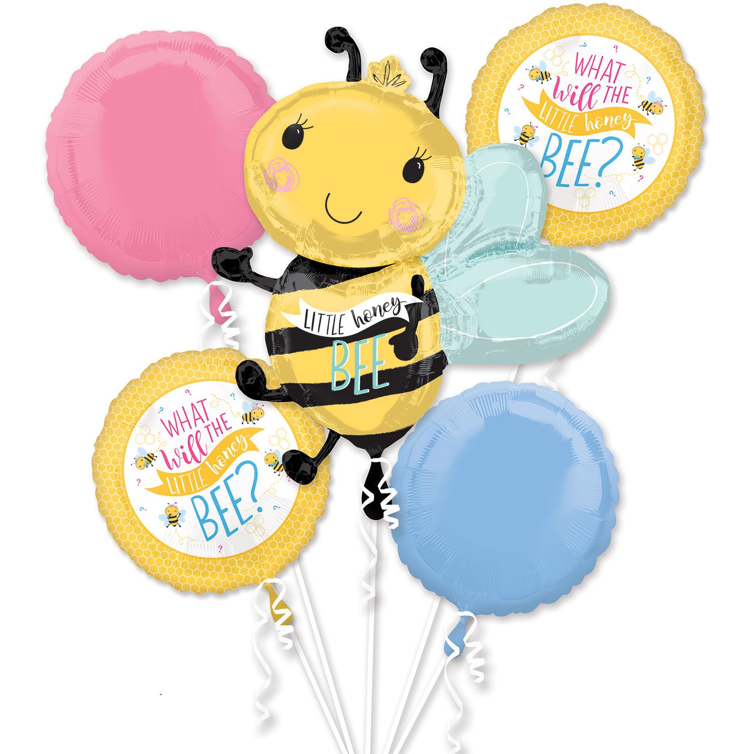 What Will It Bee Balloon Bouquet 5pcs Balloons & Streamers - Party Centre