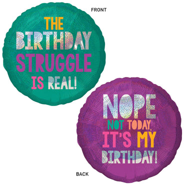 Young & Fabulous Birthday Holographic Balloon 45cm Balloons & Streamers - Party Centre