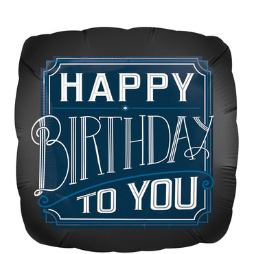 Happy Birthday Man Satin Foil Balloon 45cm Balloons & Streamers - Party Centre