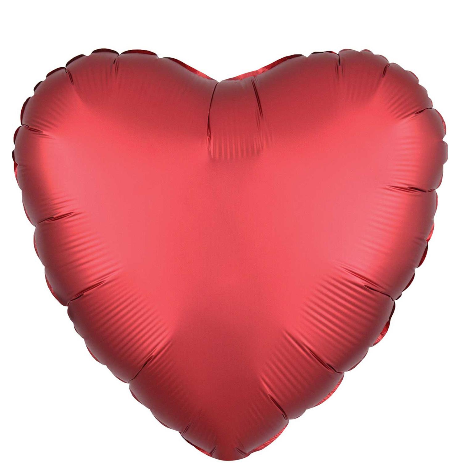 Sangria Satin Luxe Heart Foil Balloon 45cm Balloons & Streamers - Party Centre