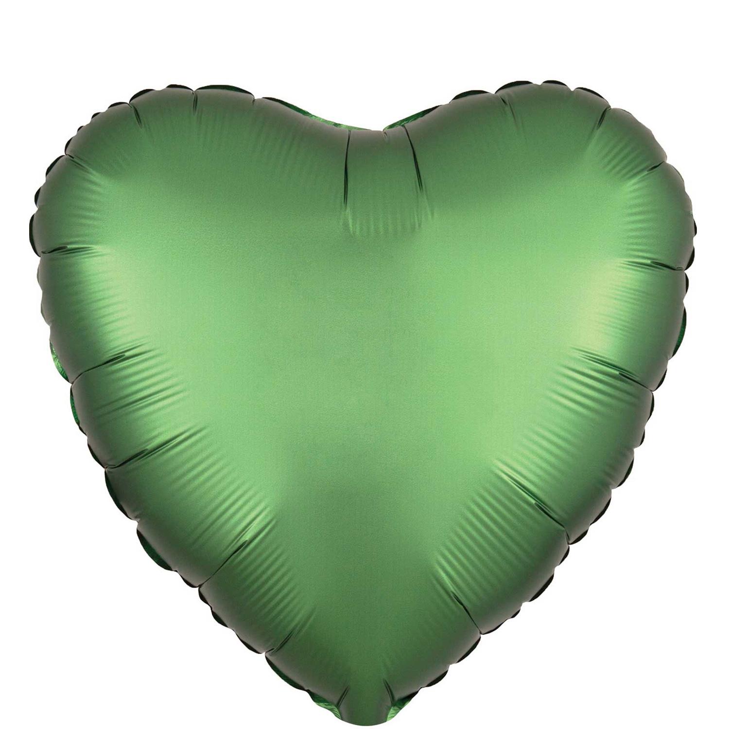 Emerald Satin Luxe Heart Foil Balloon 45cm Balloons & Streamers - Party Centre