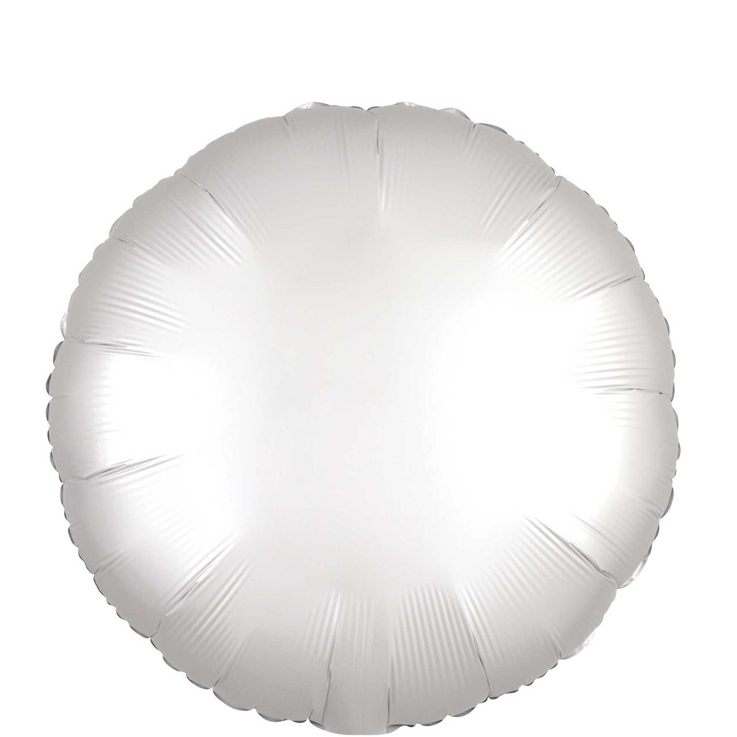 White Satin Luxe Round Foil Balloon 45cm Balloons & Streamers - Party Centre