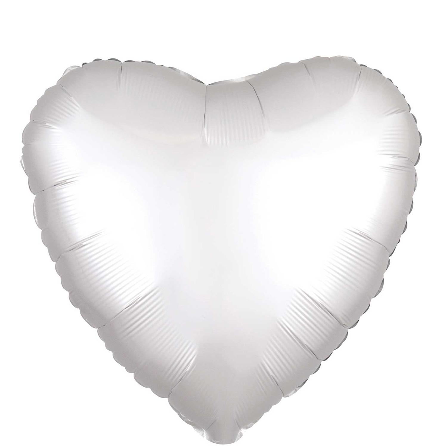 White Satin Luxe Heart Foil Balloon 45cm Balloons & Streamers - Party Centre