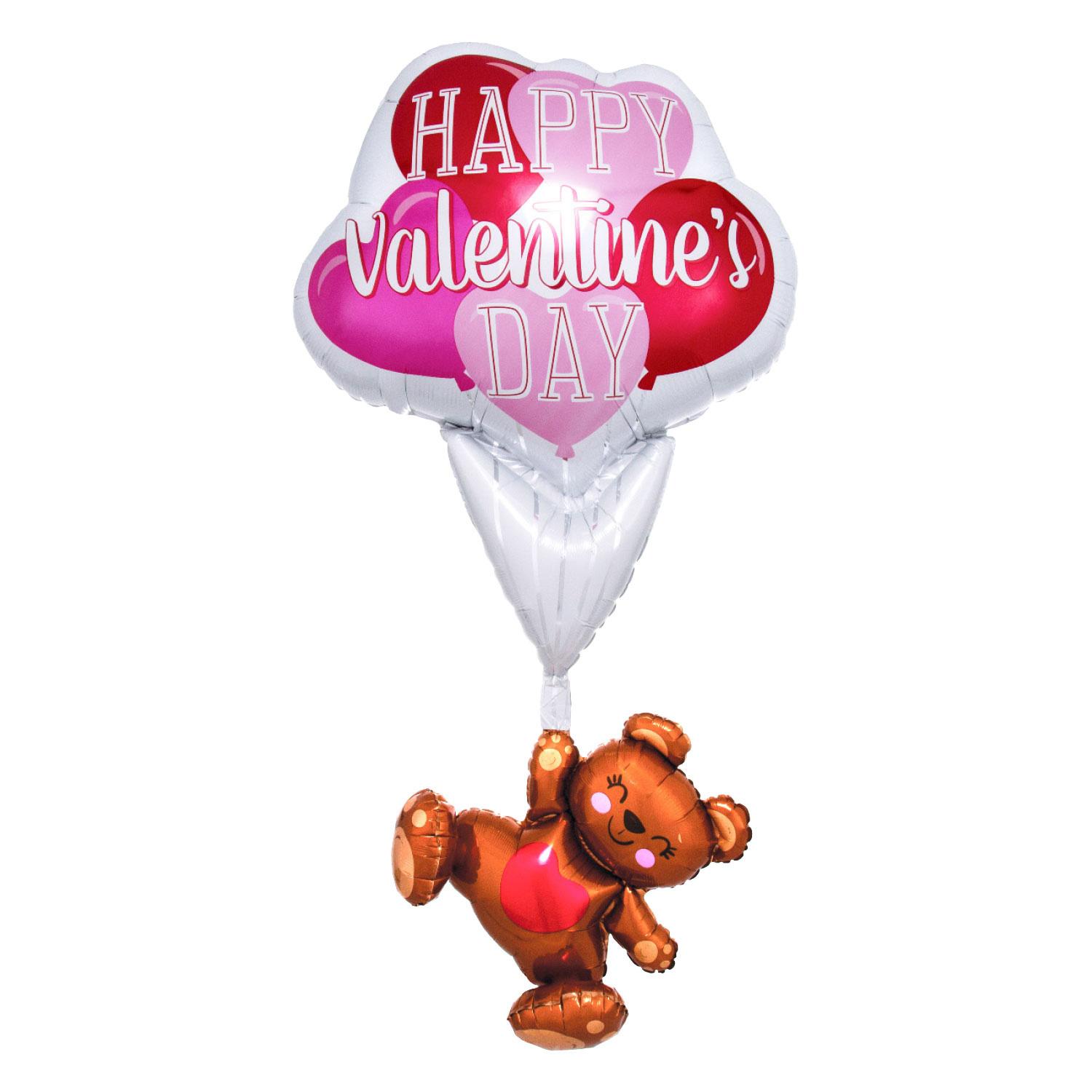 Valentine's Day Floating Bear Giant Multi-Balloon 73x142cm Balloons & Streamers - Party Centre