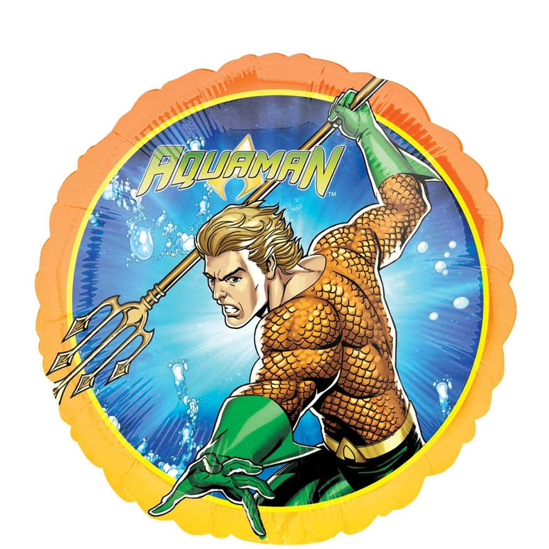 Aquaman Round Foil Balloon 45cm Balloons & Streamers - Party Centre