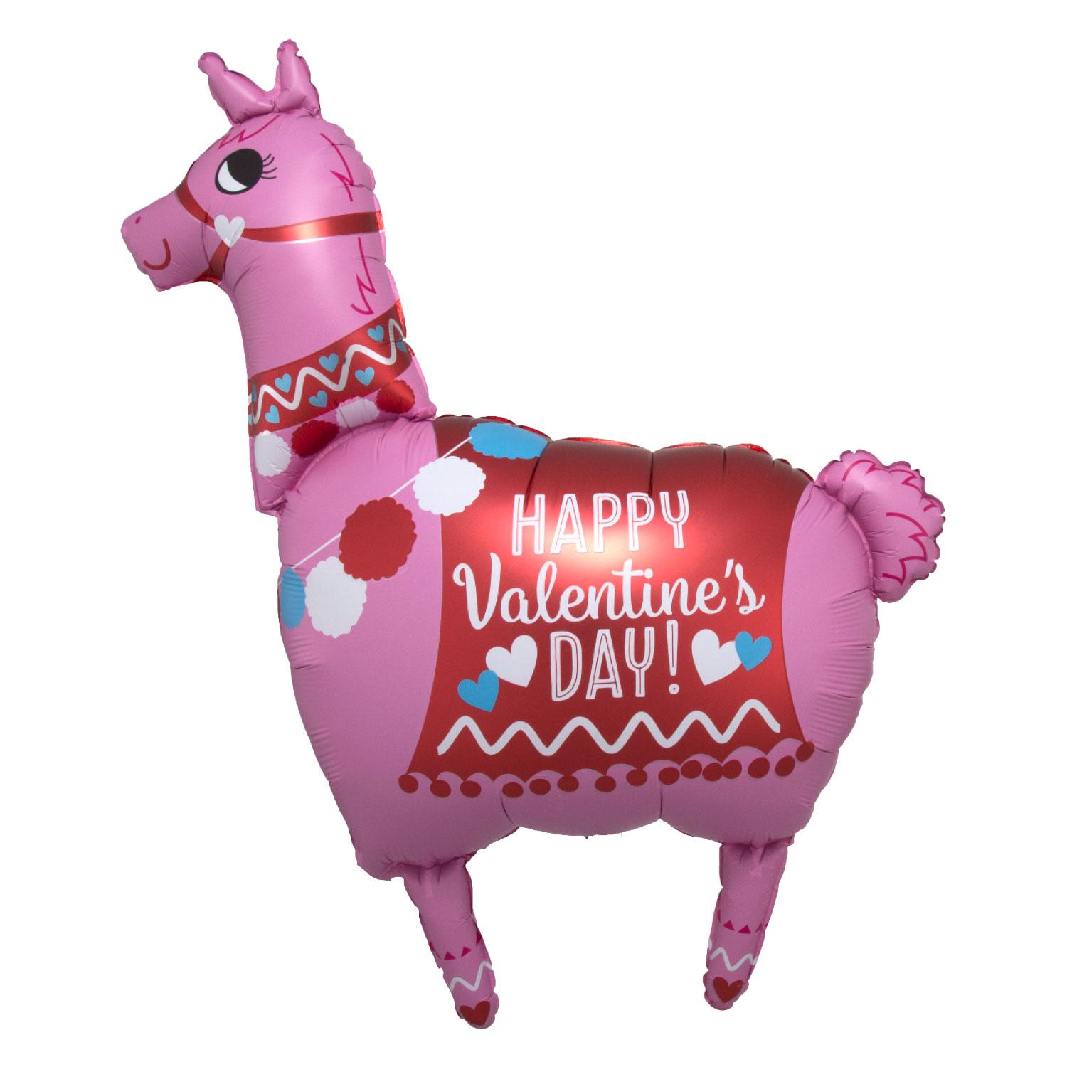 Happy Valentine's Day Llama SuperShape Foil Balloon 71x91cm Balloons & Streamers - Party Centre