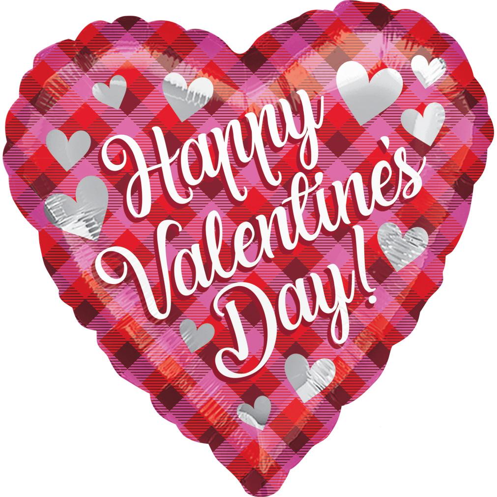 Valentine Plaid Foil Balloon 45cm Balloons & Streamers - Party Centre