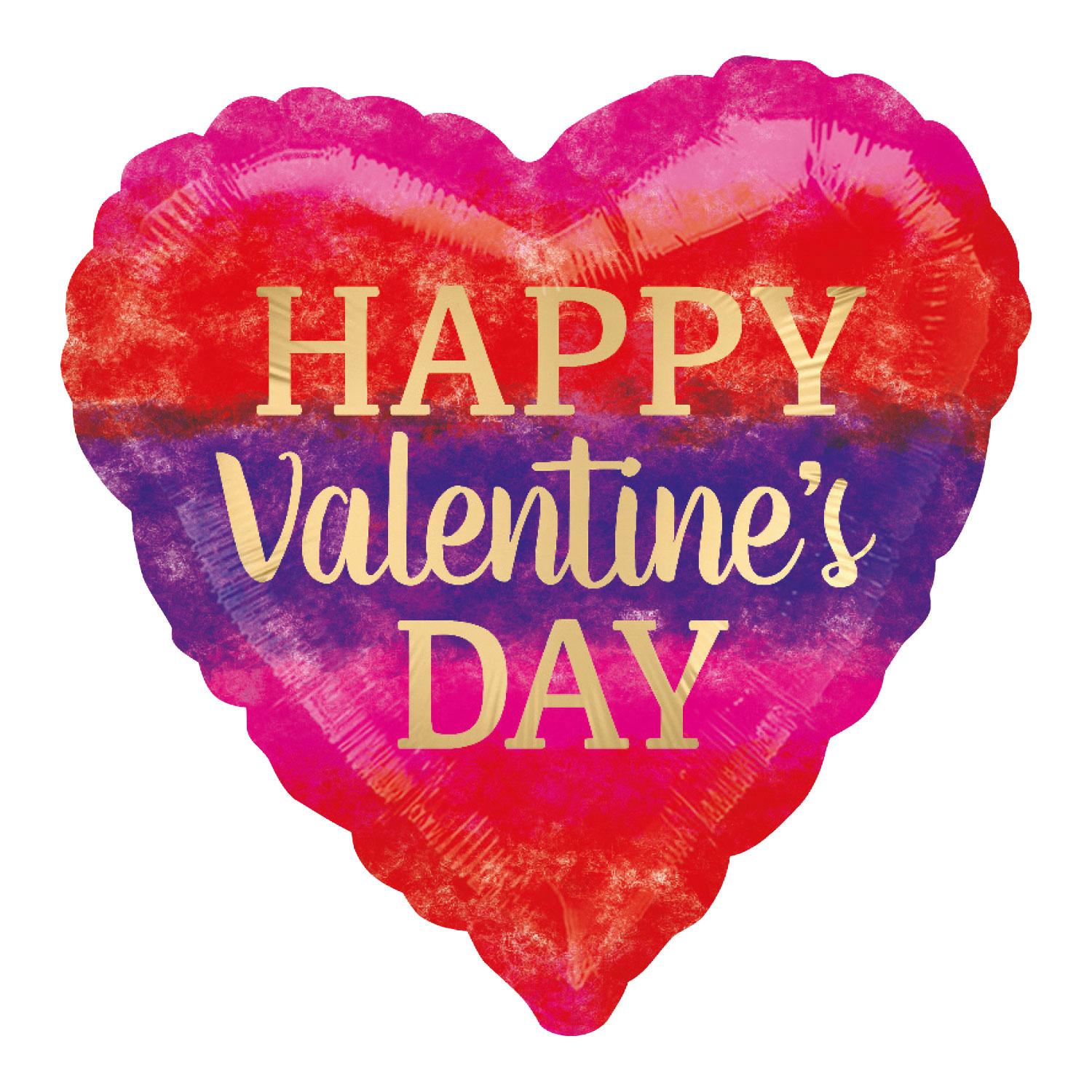 Happy Valentine's Day Watercolor Stripes Foil Balloon 45cm Balloons & Streamers - Party Centre