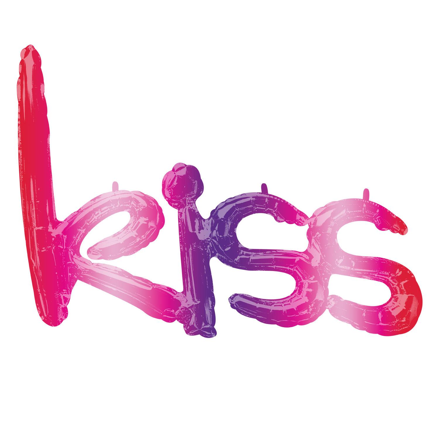 Ombre Kiss Script Phrase Foil Balloon 68x50cm Balloons & Streamers - Party Centre
