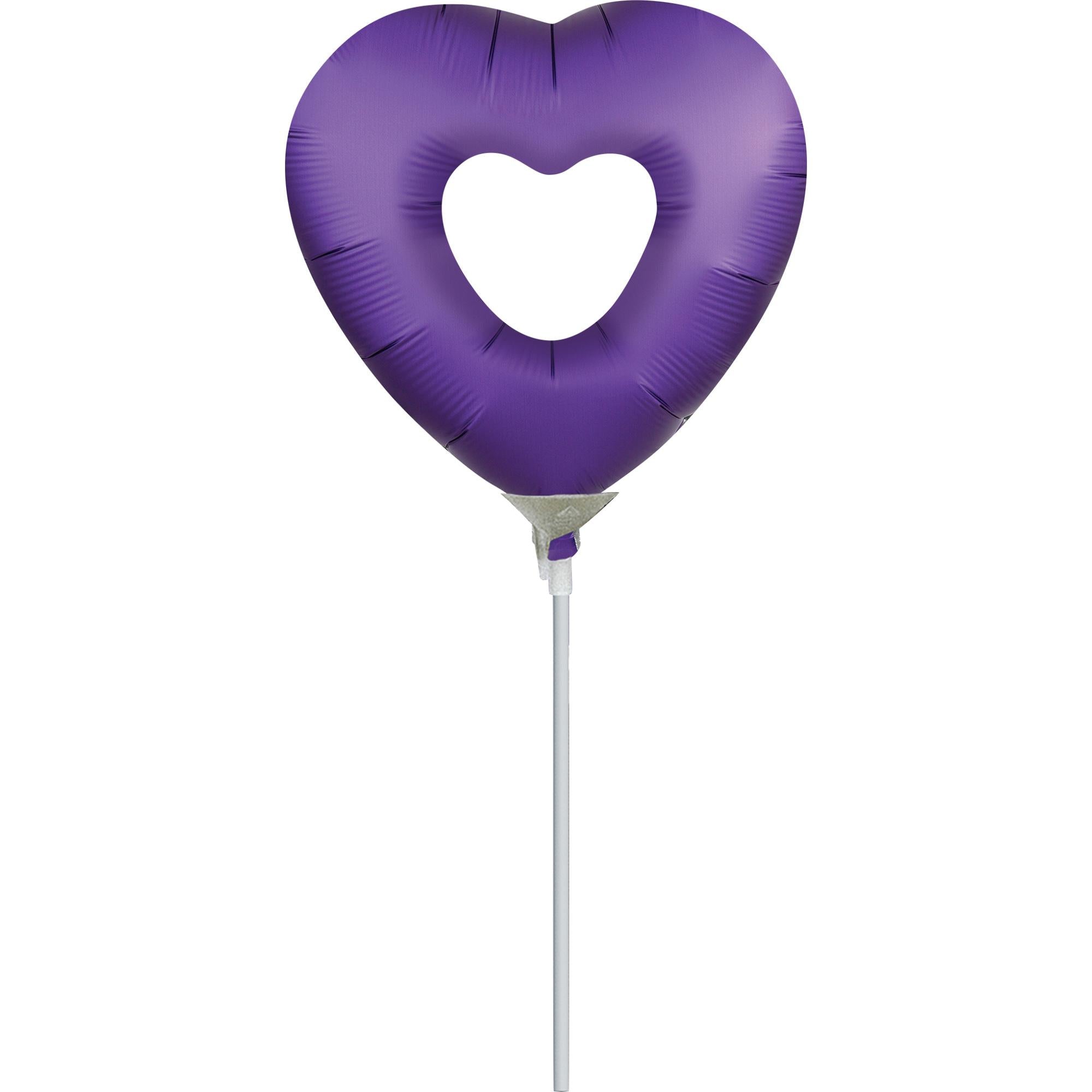 Open Heart Purple Royale Mini Shape Foil Balloon Balloons & Streamers - Party Centre
