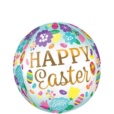 Happy Easter Eggs & Tulips Orbz Balloon 38x40cm Balloons & Streamers - Party Centre