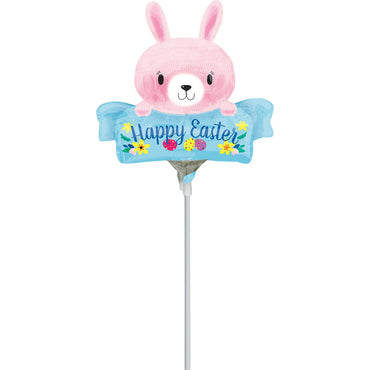 Pink Easter Bunny Mini Shape Foil Balloon Balloons & Streamers - Party Centre