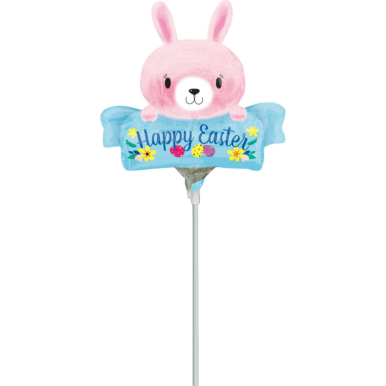 Pink Easter Bunny Mini Shape Foil Balloon Balloons & Streamers - Party Centre