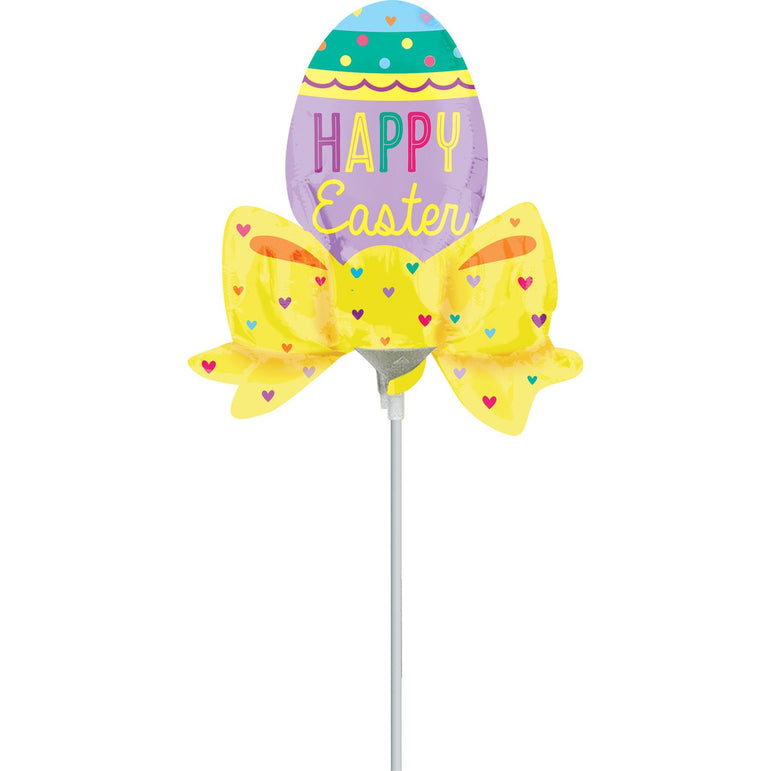 Easter Egg with Bow Mini Shape Foil Balloon Balloons & Streamers - Party Centre