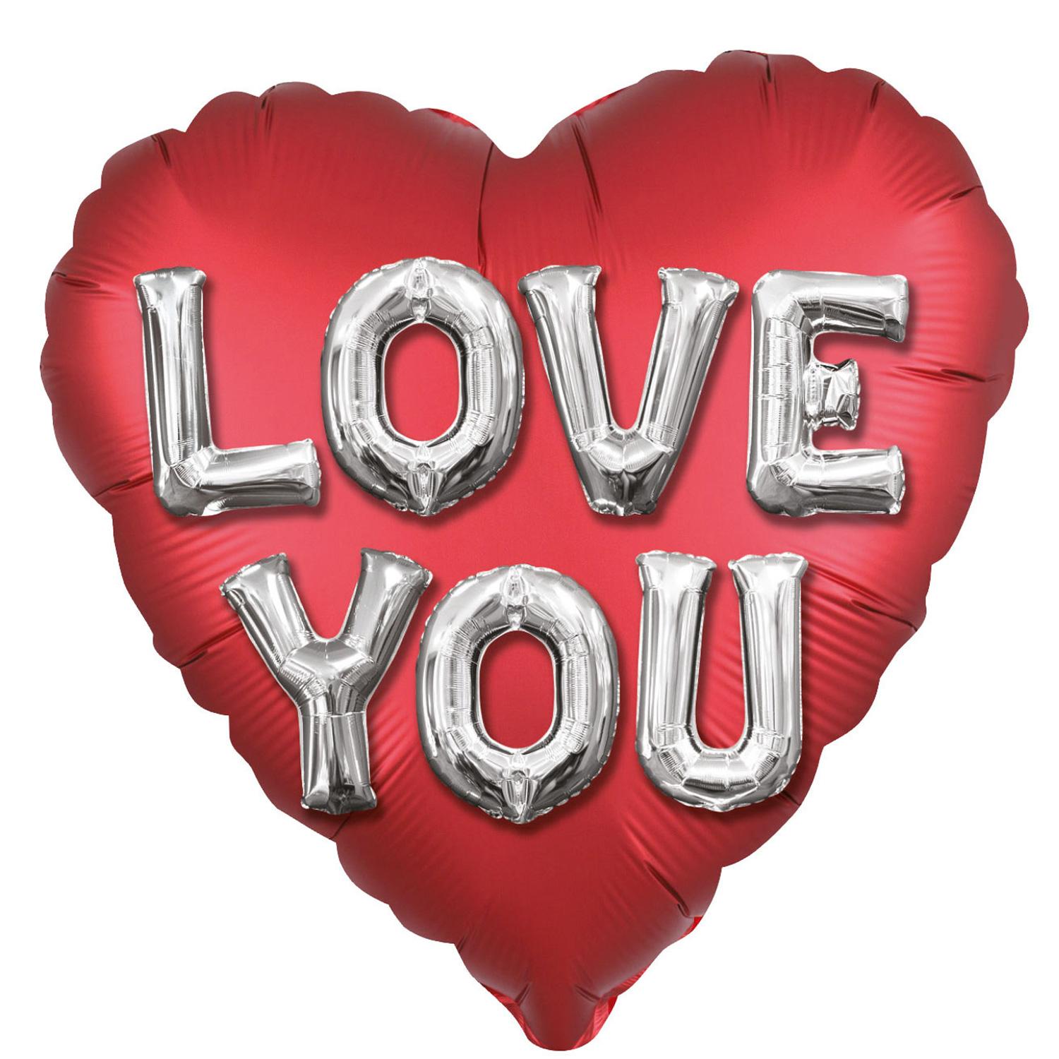 Love You Letters Satin Jumbo Foil Balloon 71cm Balloons & Streamers - Party Centre