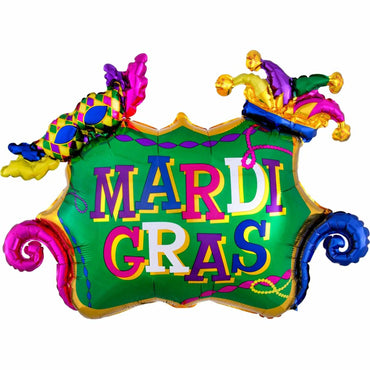 Mardi Gras Celebration SuperShape Balloon 86x58cm Balloons & Streamers - Party Centre