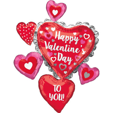 Happy Valentine's Day To You SuperShape Balloon 71x86cm Balloons & Streamers - Party Centre