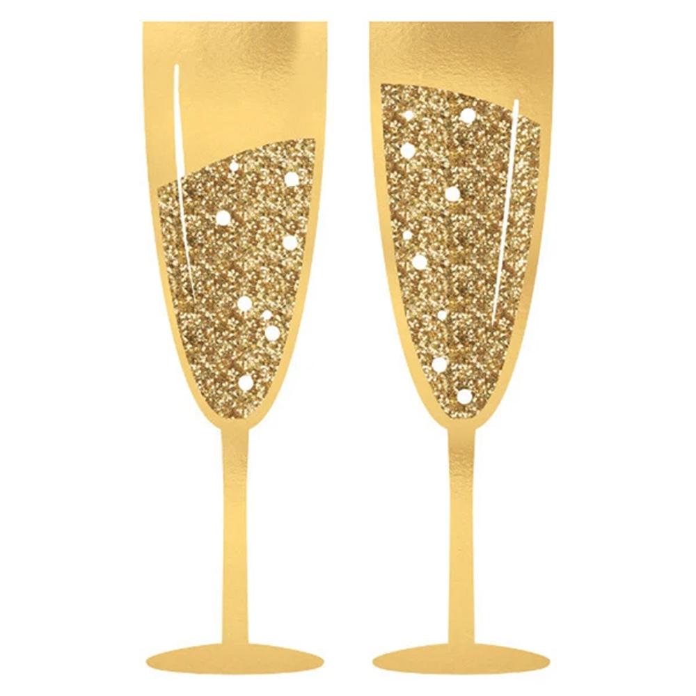 New Year Jumbo Champagne Glasses Photo Props 2pcs Party Accessories - Party Centre