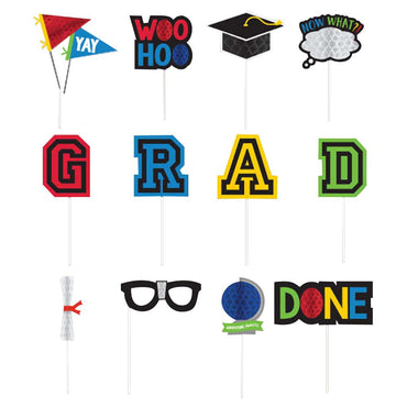 Grad Honeycomb Photo Props Kit 12pcs Party Accessories - Party Centre