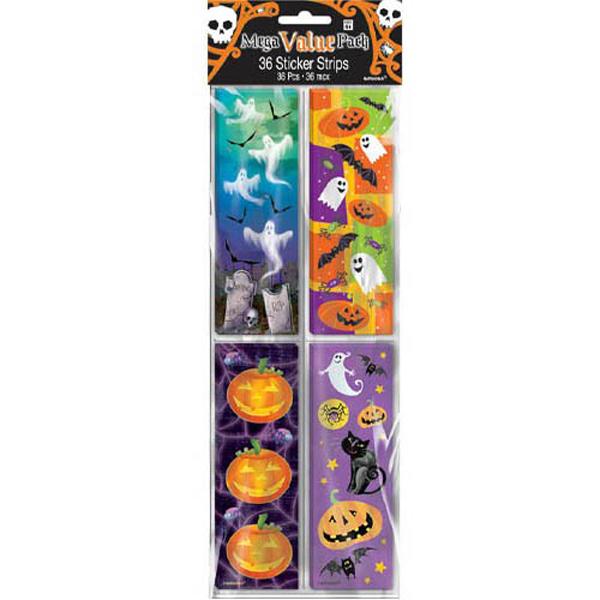 Halloween Sticker Strip Mega Value Pack Favors  36pcs Favours - Party Centre