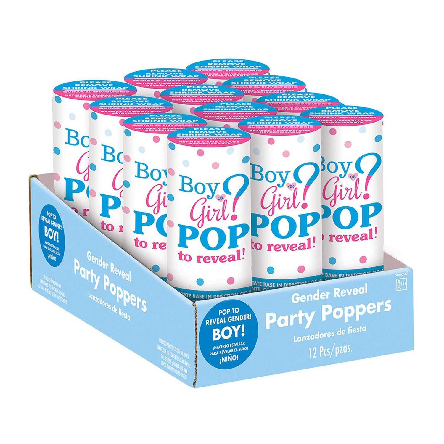 Blue Boy Confetti Party Poppers Foil 12pcs Party Accessories - Party Centre