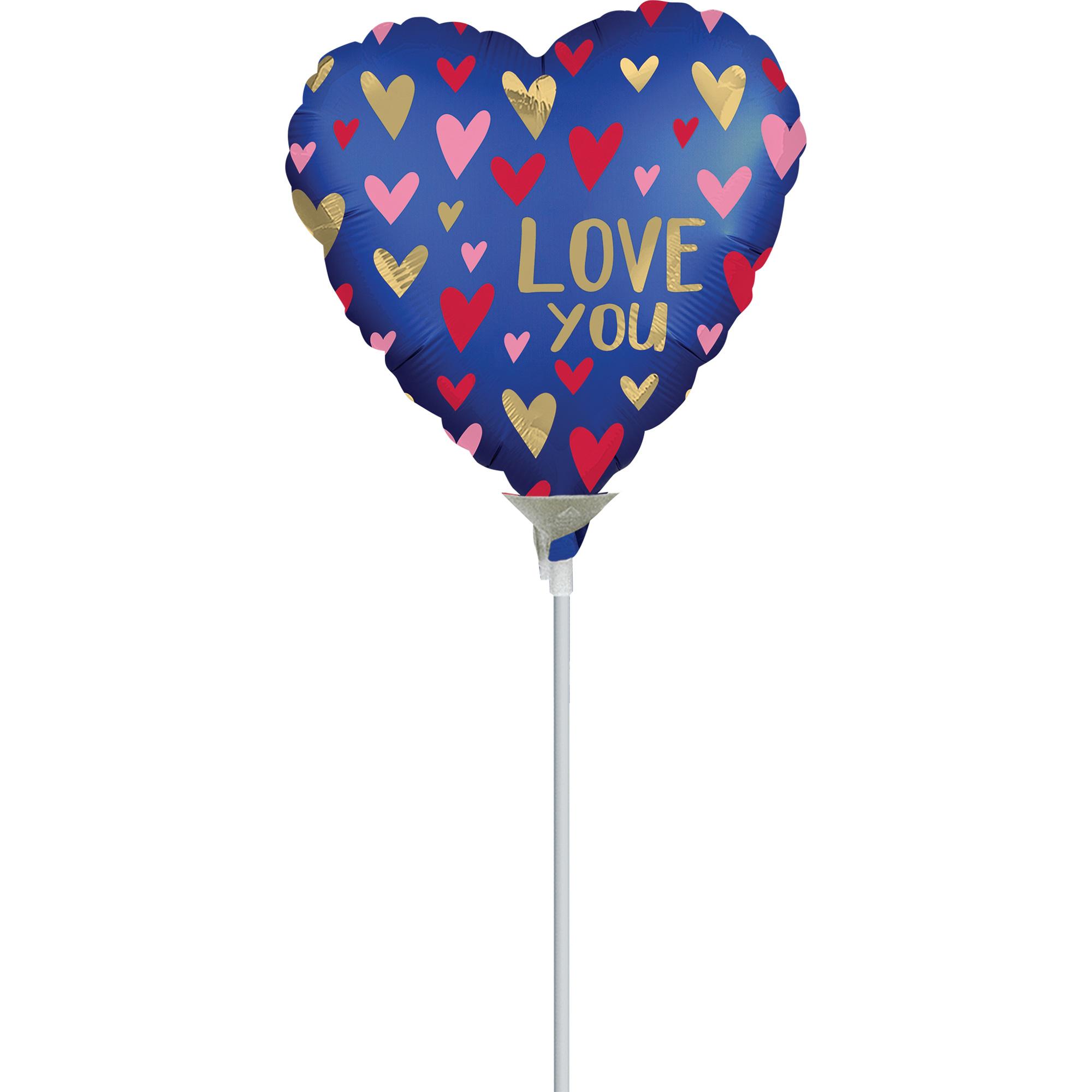 Navy & Gold Love Satin Foil Balloon 22cm Balloons & Streamers - Party Centre
