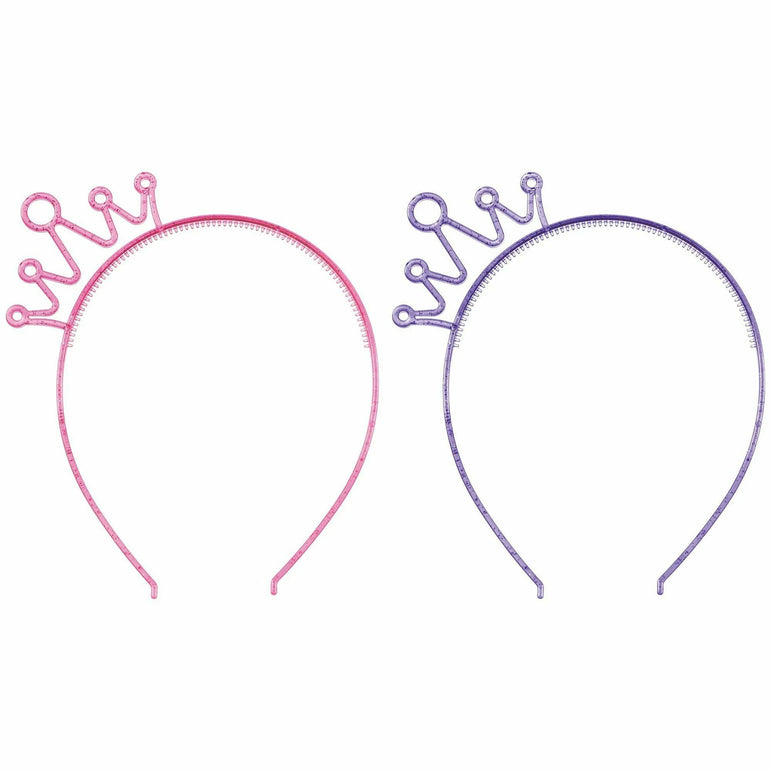 Plastic Glitter Crown Headband Favors 8pcs