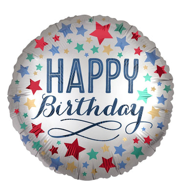 Birthday Satin Stars Foil Balloon 45cm Balloons & Streamers - Party Centre