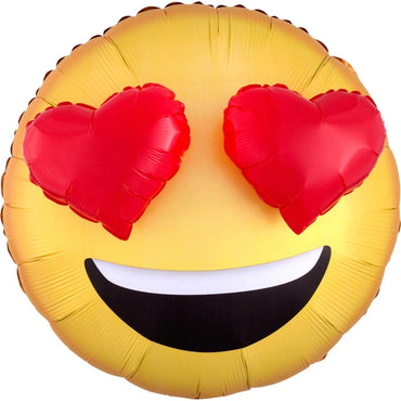 Emoticon Heart Eyes EZ-Fill Multi-Balloon 71cm Balloons & Streamers - Party Centre