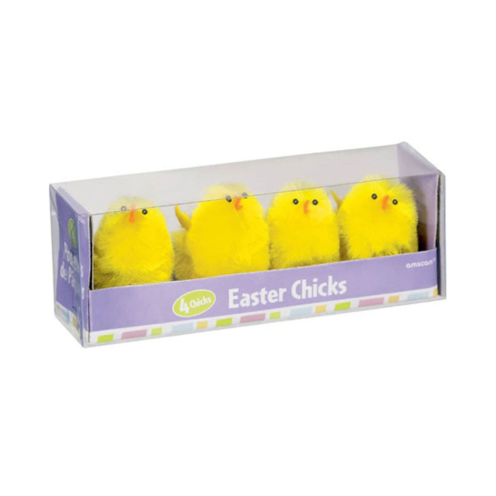 Easter Large Chenille Chick Favors 2in 4pcs Favours - Party Centre